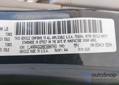 2011 Jeep Grand Cherokee Laredo из США, поврежденный, VIN 1J4RR4GG8BC680703